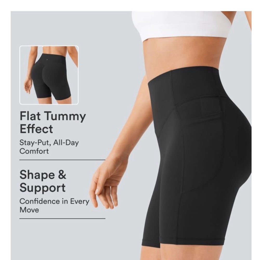 HALARA Black High-Waist Shaping Bike Shorts with Side Pocket